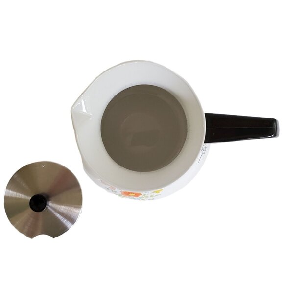 Vintage Corning Ware 6 Cup Teapot Wildflowers Pattern P-104 Metal Lid - Picture 5 of 7